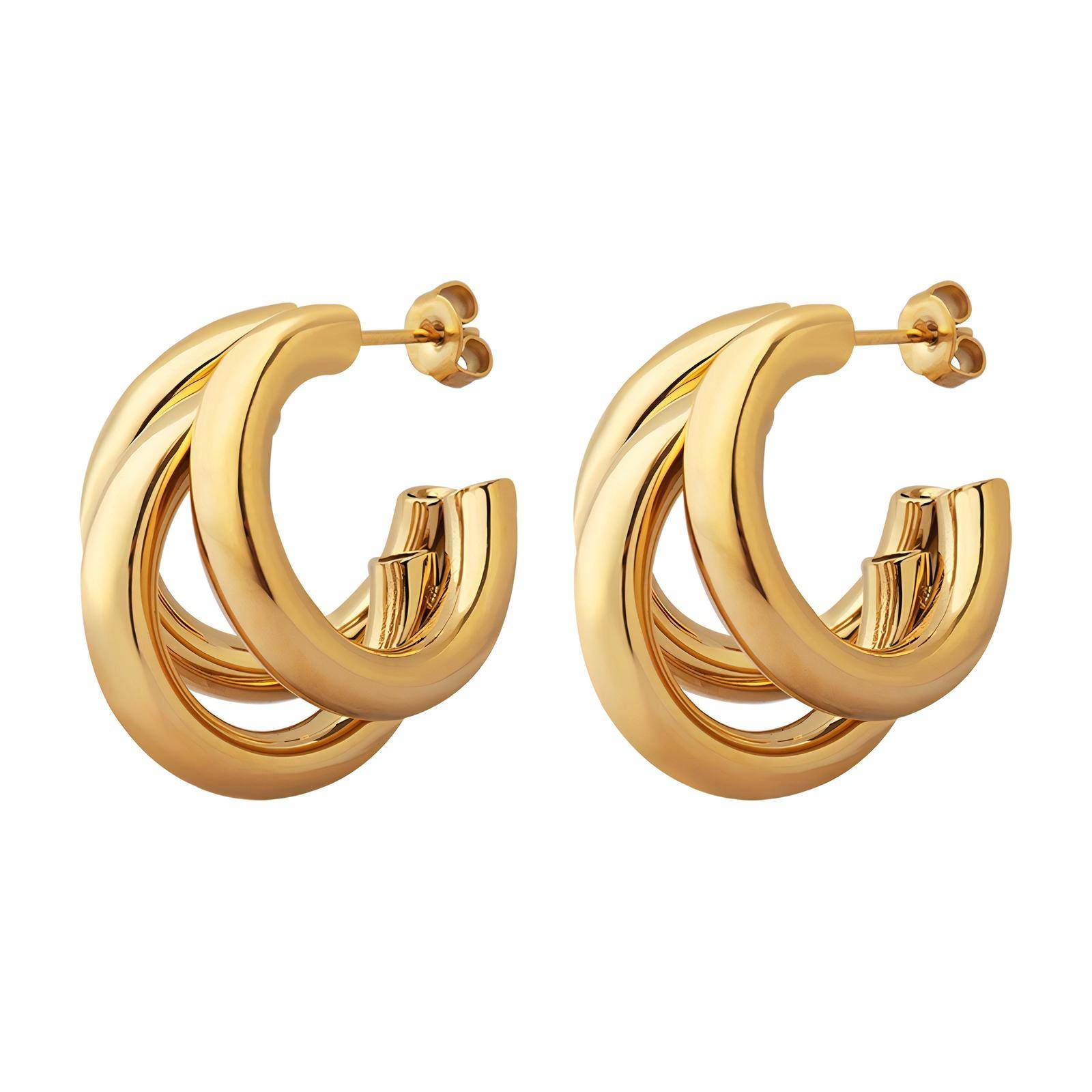 18K gold plated Stainless steel earrings, Intensity