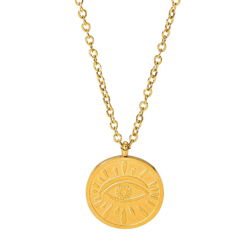 18K gold plated Stainless steel  Eye necklace, Intensity